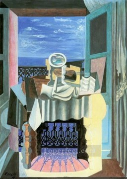 パブロ・ピカソ Painting - サン・ラファエロの窓の前の静物画 1919年 パブロ・ピカソ